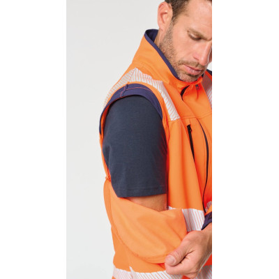 Recycled Safety Softshell jacket with detachable sleeves